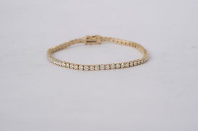 4.18 Carat Round Diamond Tennis Bracelet in 14k Yellow Gold | 7"