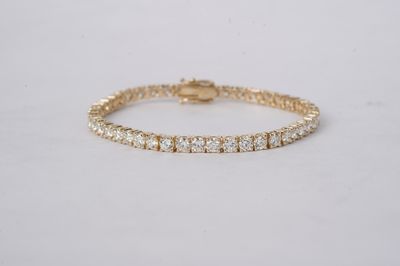 9.53 Carat Round Diamond Tennis Bracelet in 14k Yellow Gold | 7"