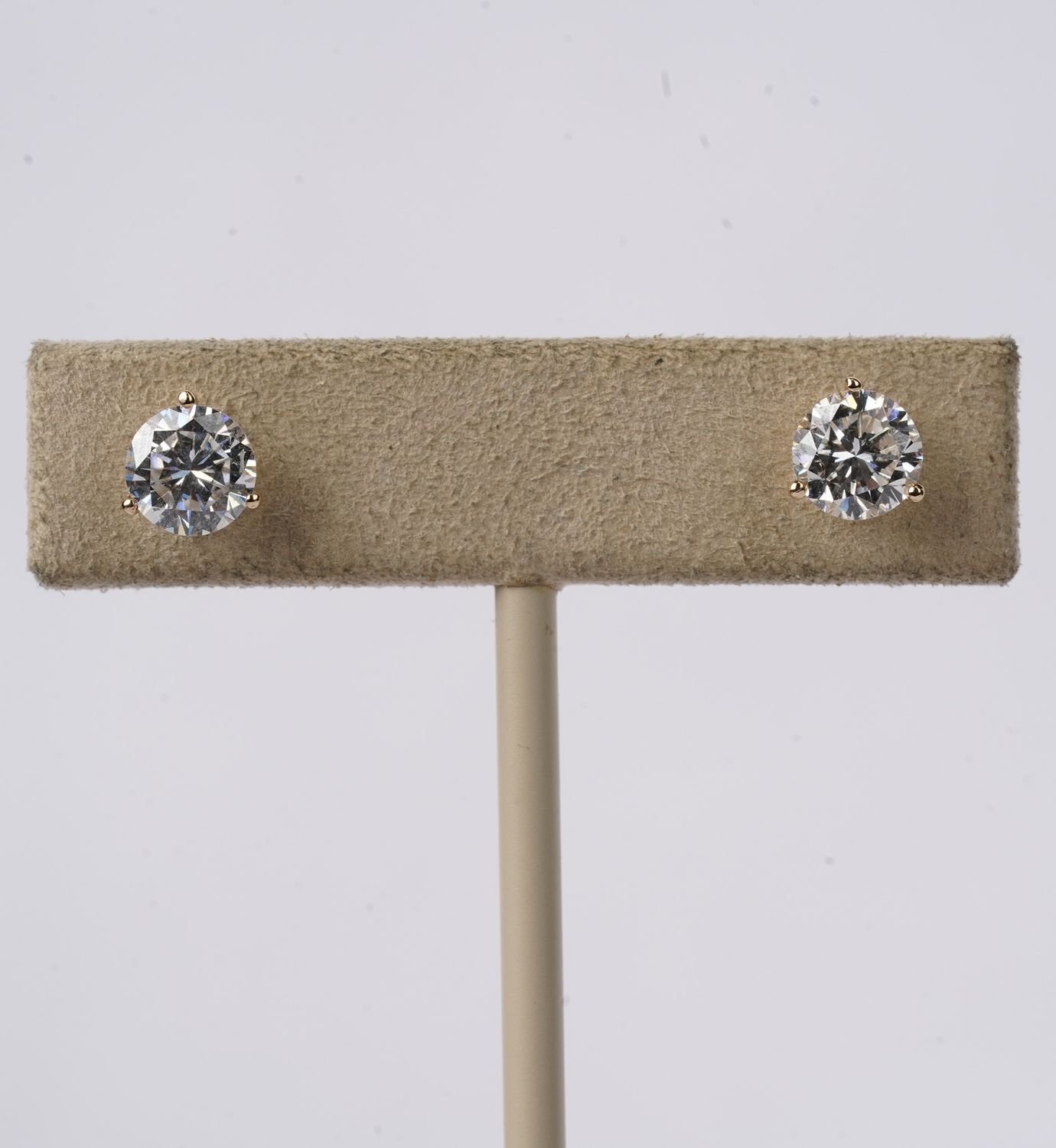 2.03 Carat GIA Round Diamond Stud Earrings in 14k Yellow Gold