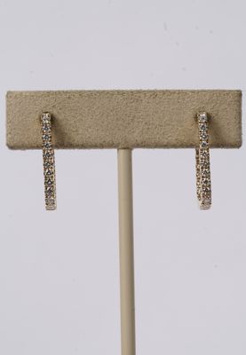 BTTX- 14KY 3.50g .63ctw Diamond Rectangle Inside/Out Hoop Earrings