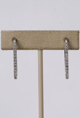 ITTX- 14KW 3.86g .47ctw Diamond Rectangle Hoop Earrings