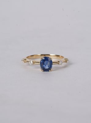 RTTX- 14KY 2.03g 1.35ctw (1.22ctr) Sapphire &amp; Diamond Fashion Ring (size 7)