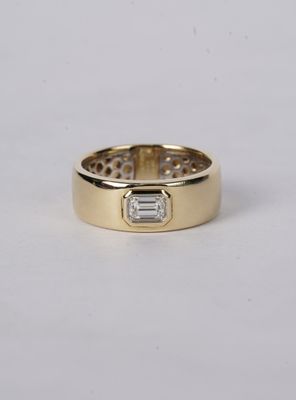 VNTT- 14K/Plat 7.04g .32ct Emerald Diamond Bezel Fashion Ring (size 7.5)