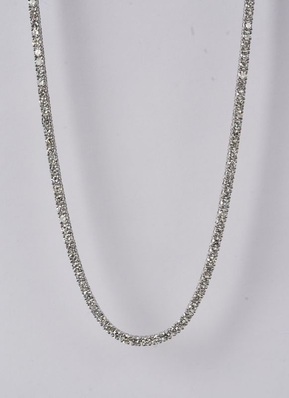 DVRT- 14KW 16.1g 8.73ctw H-I/SI2-I1 Round Diamond Tennis Necklace 16.5"