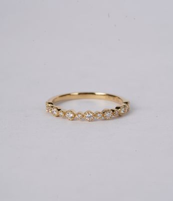.18 Carat Diamond Bezel-Set Milgrain Stackable Band in 18k Yellow Gold