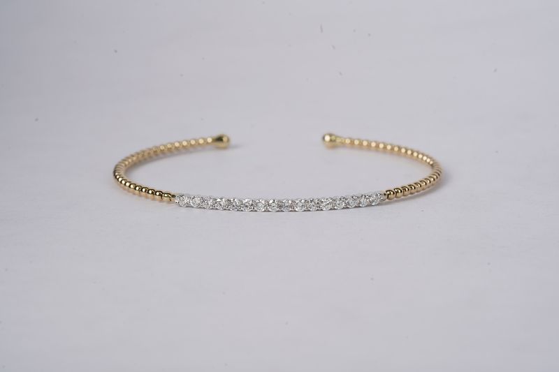 .63 Carat Diamond Open Bangle Bracelet in 14k Yellow &amp;White Gold