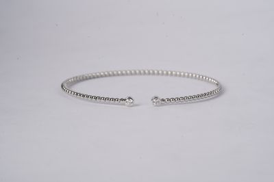 .13 Carat Bezel-Set Diamond Open Bangle Bracelet in 14k White Gold