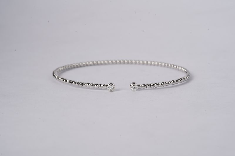 .13 Carat Bezel-Set Diamond Open Bangle Bracelet in 14k White Gold