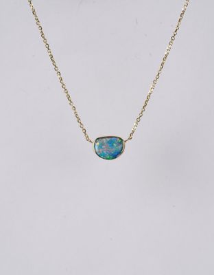 NETX- 14KY 2.66g 9x7mm Australian Opal Bezel Necklace 16-18"