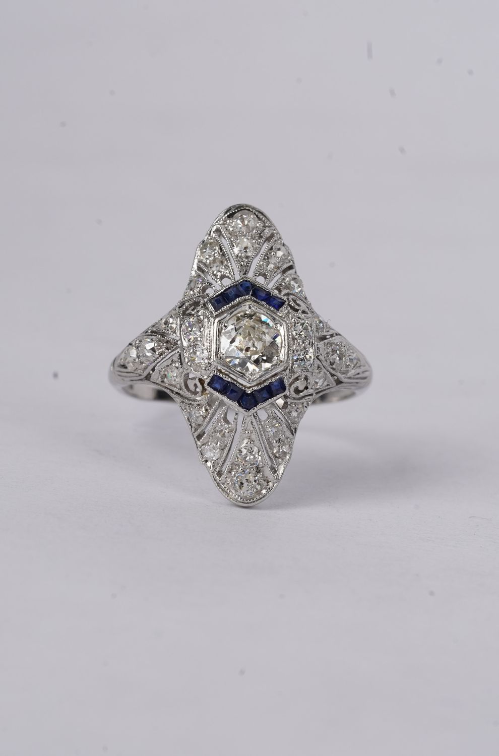 RBEX- Platinum 5.27g .90ctw (.50ctr) K/I1 Mine Cut Diamond Antique Ring (size 8.75)