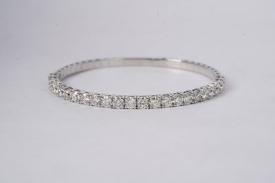 6.00 Carat Round Diamond Flex Bangle Bracelet in 14k White Gold