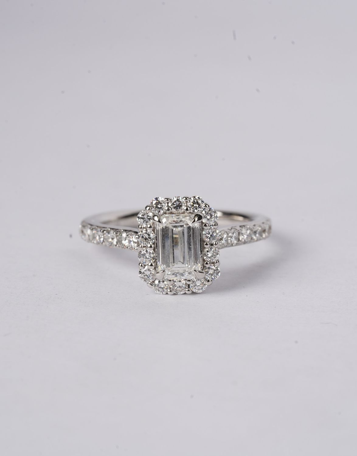 VETT- 14KW 3.85g 1.63ctw (.96ctr) G/SI2 GIA Emerald Diamond Halo Engagement Ring (size 6)