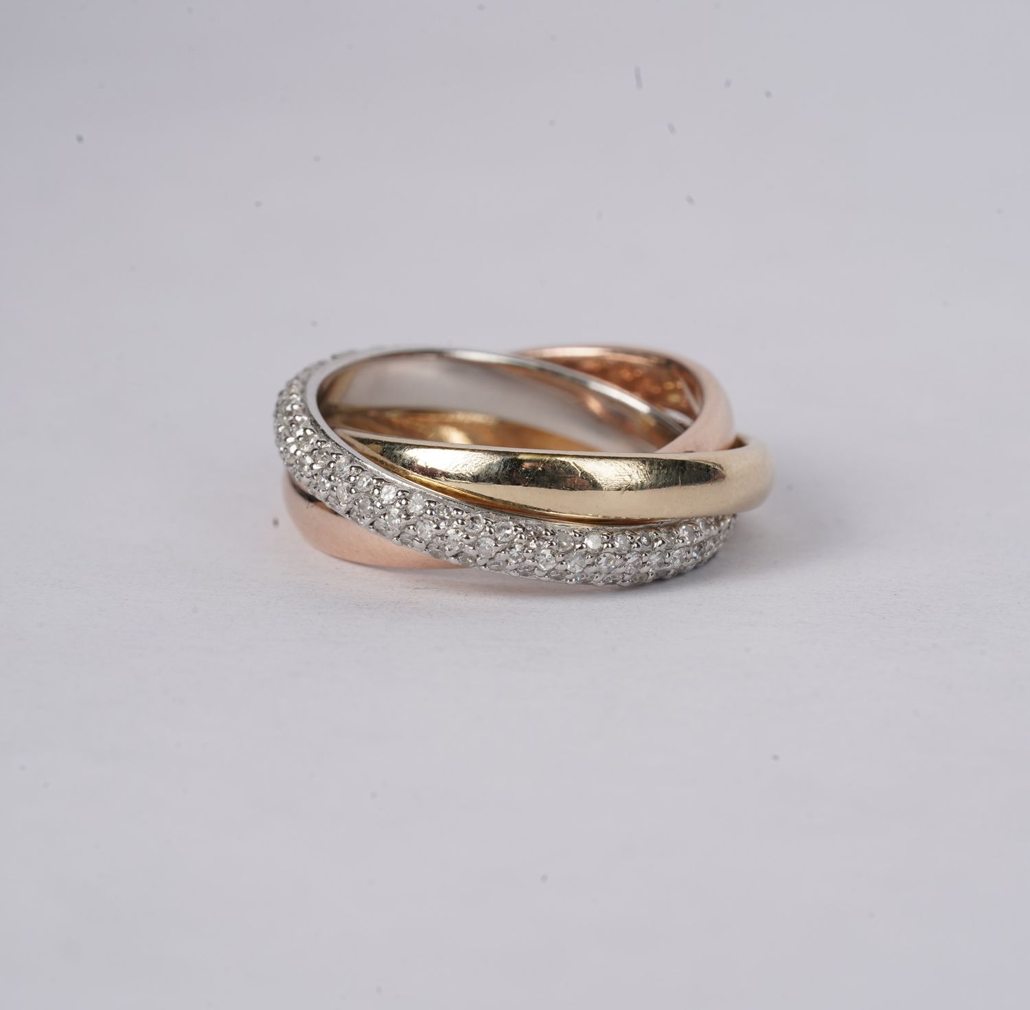 RETX- 14K Tri-Tone 9.64g 1.00ctw Diamond Fashion Ring (size 6.5)