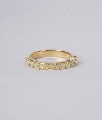 1.65 Carat Cushion Cut Yellow Diamond Stackable Band in 18k Yellow Gold