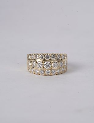 3.00 Carat Diamond Three-Row Fashion Ring in 14k Yellow Gold 3.00 Carat Diamond Three-Row Fashion Ring in 14k Yellow Gold