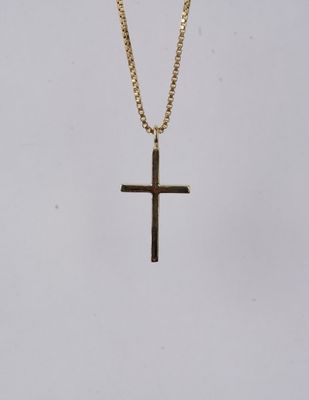 14k Yellow Gold Gold Cross Necklace | 20"