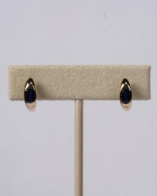 VVT- 14KY 2.00g .80ctw Sapphire Bezel Set Huggie Hoop Earrings