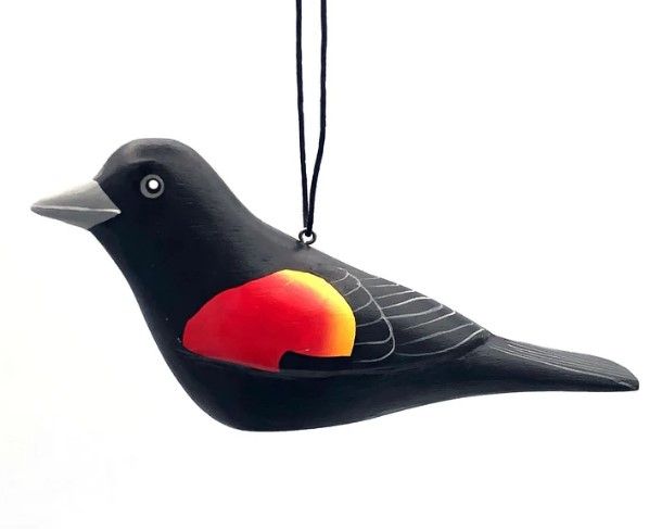 Balsa Wood Ornament - Red-Winged Blackbird