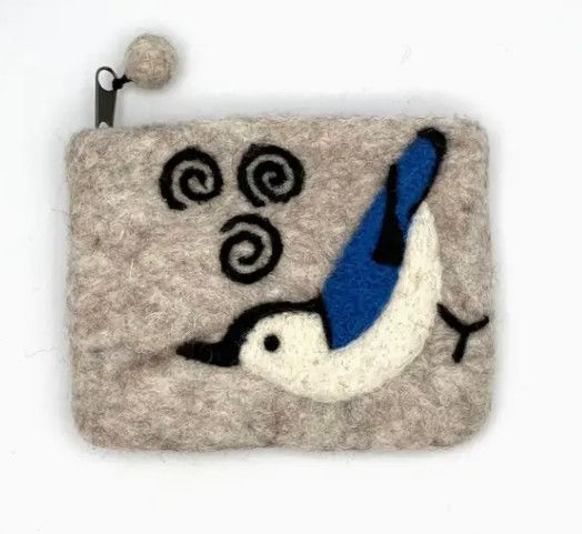 White Breasted Nuthatch Felt Coin Purse