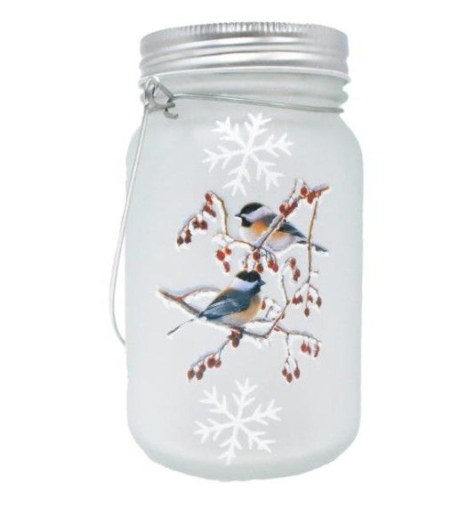 Mason Jar Lantern - Chickadees