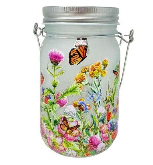 Mason Jar Lantern - Monarch Butterflies