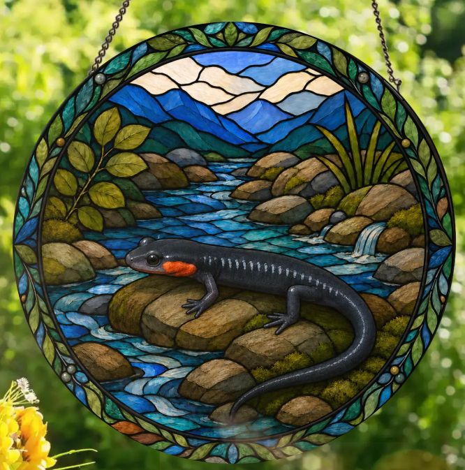 Stained Glass Suncatcher - 6" Salamander