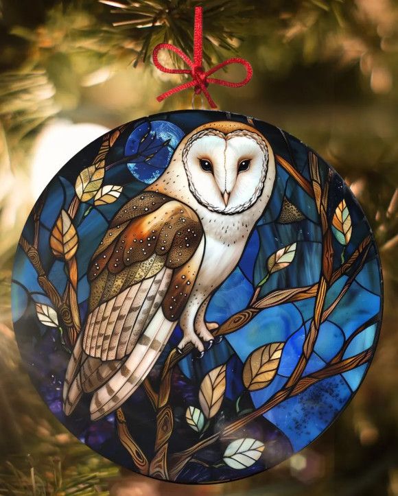 Stained Glass Suncatcher - 3" Barn Owl
