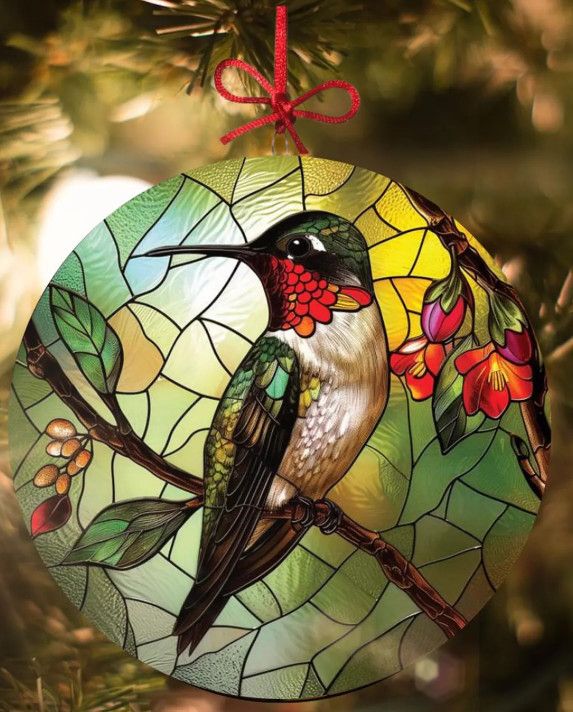 Stained Glass Suncatcher - 3" Hummingbird