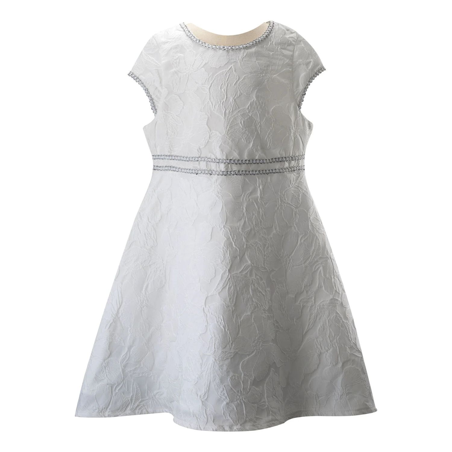 Sparkle Trim Damask Dress, Size: 4