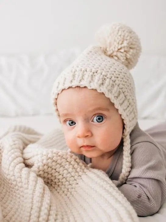 Nat. Garter Knit Bonnet
