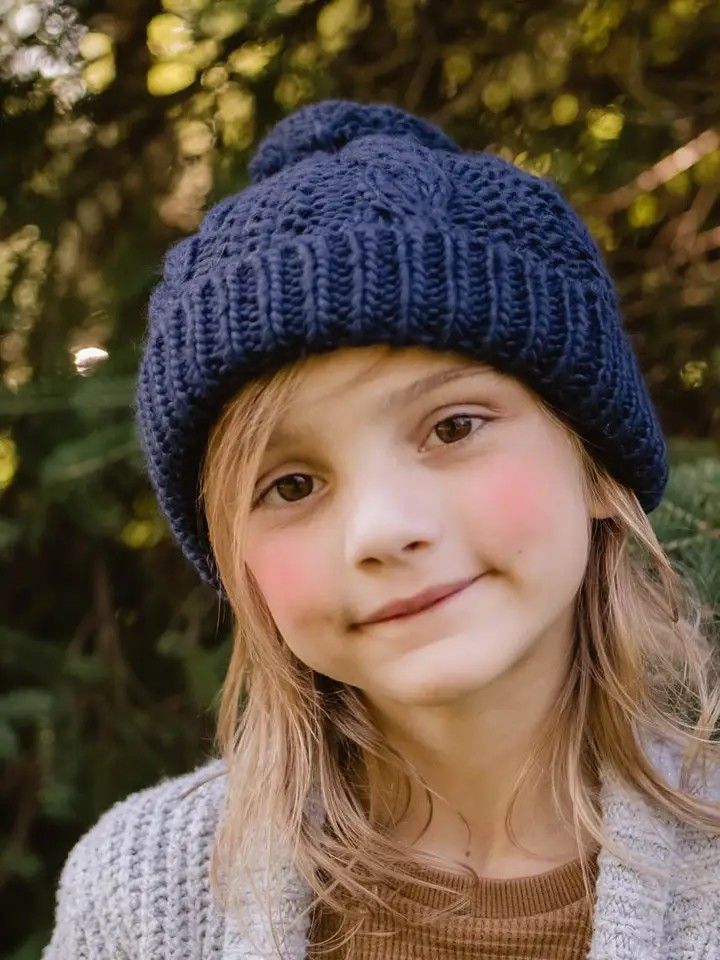 Indigo Cable Knit Beanie
