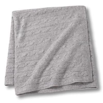 Grey Cashmere Cable Knit Baby Blanket