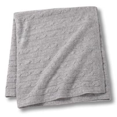 Grey Cashmere Cable Knit Baby Blanket