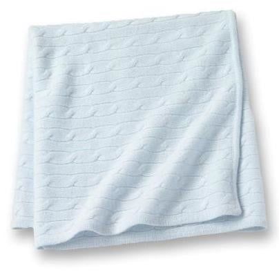Blue Cashmere Cable Knit Baby Blanket
