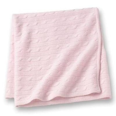 Pink Cashmere Cable Knit Baby Blanket