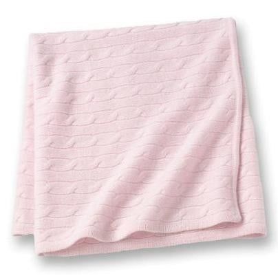 Pink Cashmere Cable Knit Baby Blanket