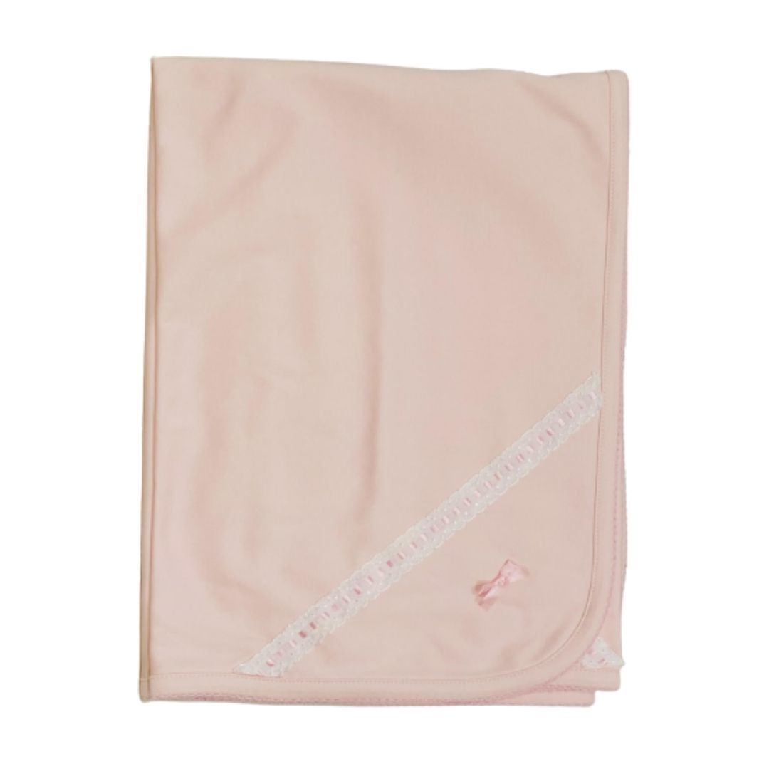 Pink w/pink Eyelet Dot Receiving Blanket