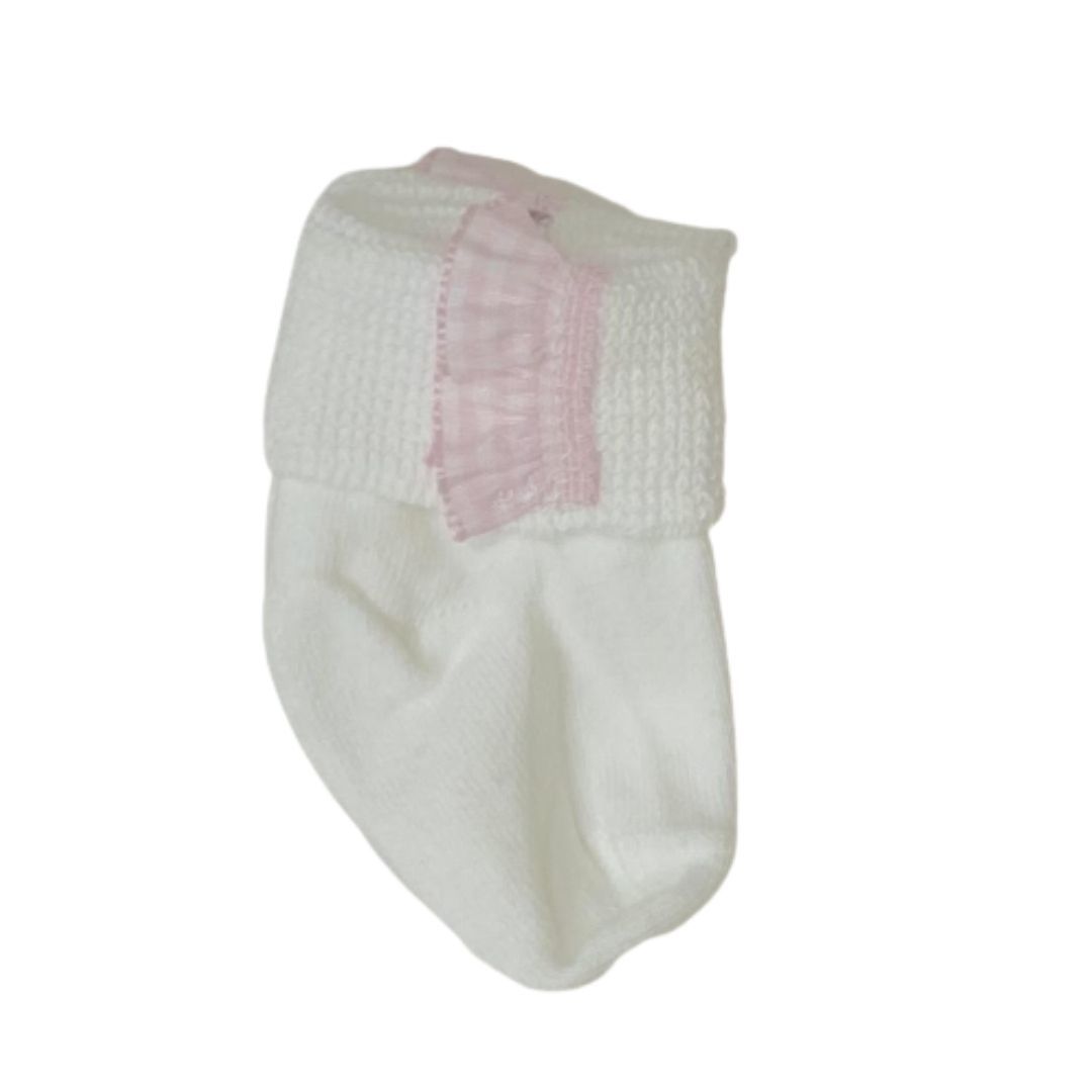 Pink Ruffle White Socks