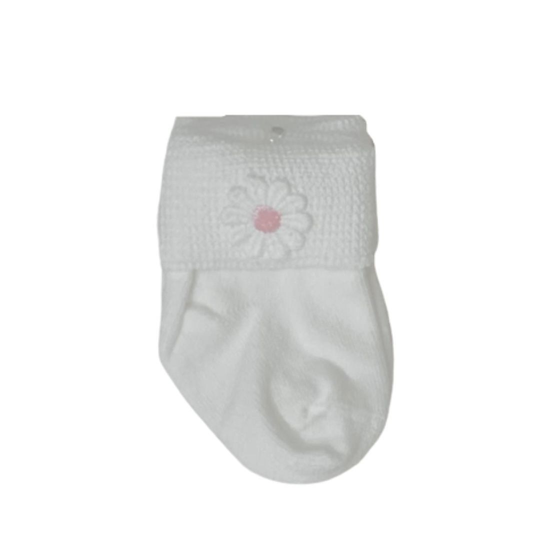 Pink L. Daisies White Dot Socks