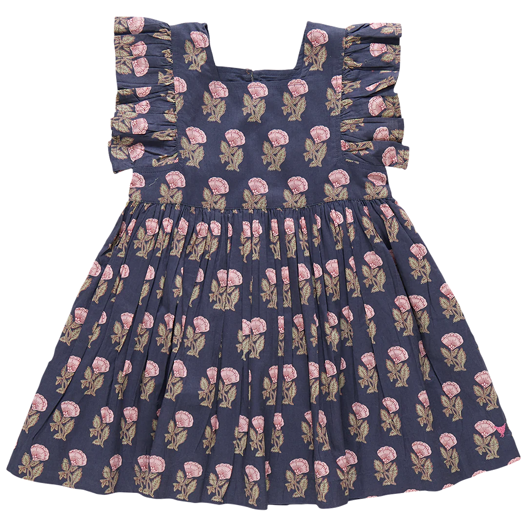 Pink Chicken Elsie Dress Navy Flower Drop
