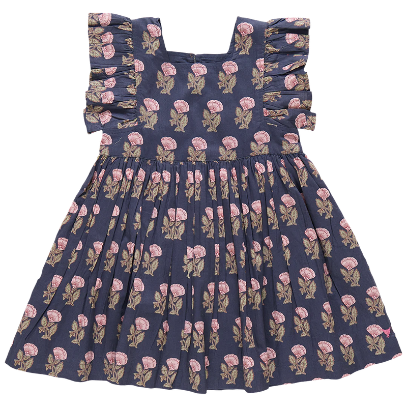 Pink Chicken Elsie Dress Navy Flower Drop