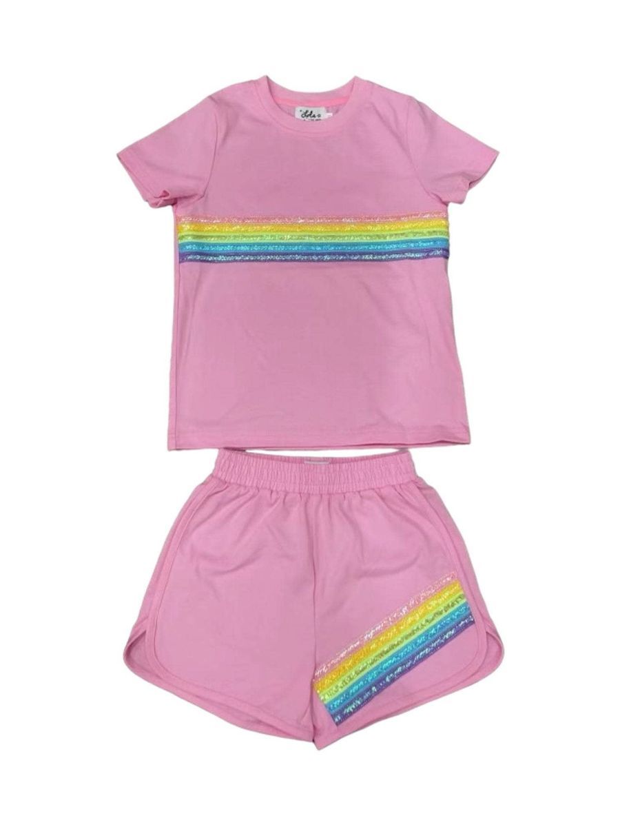 Lola and the Boys Rainbow Sequin Short Set