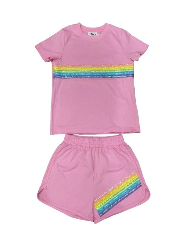Lola and the Boys Rainbow Sequin Short Set