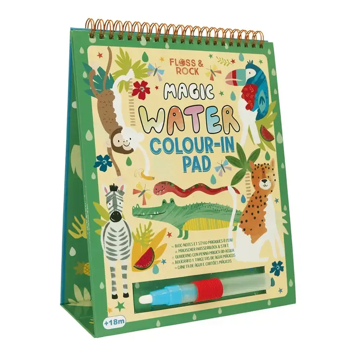 Floss and Rock Magic Color Changing Watercard Easel and Pen- Jungle