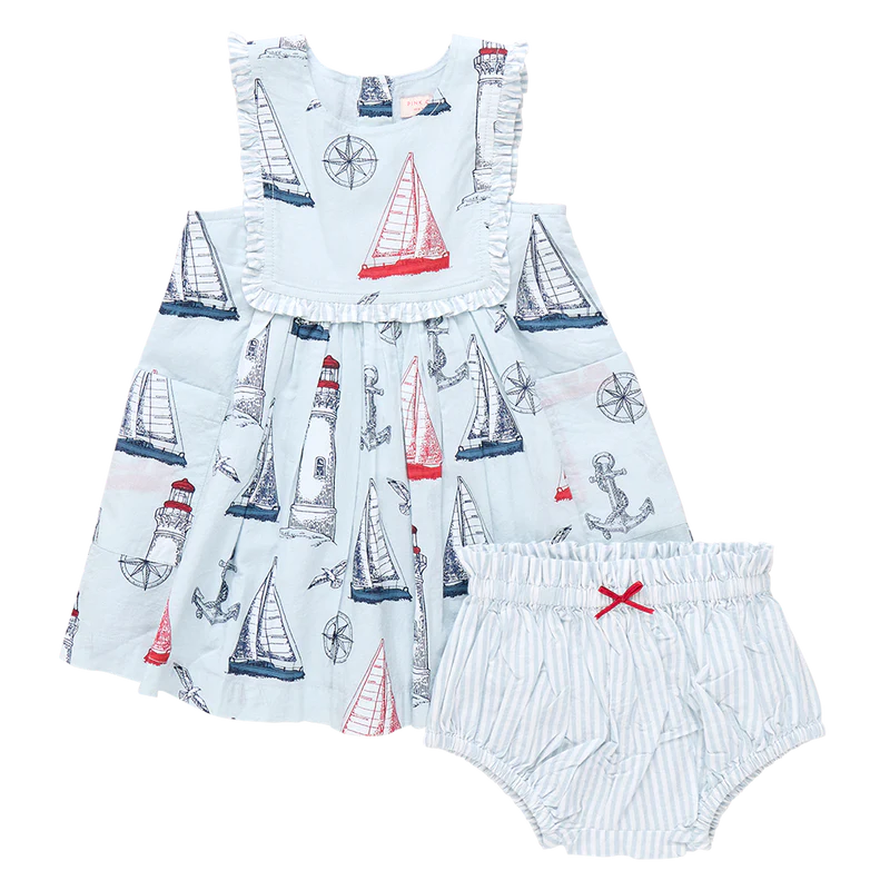Pink Chicken Courtina Set- Nautical Adventure