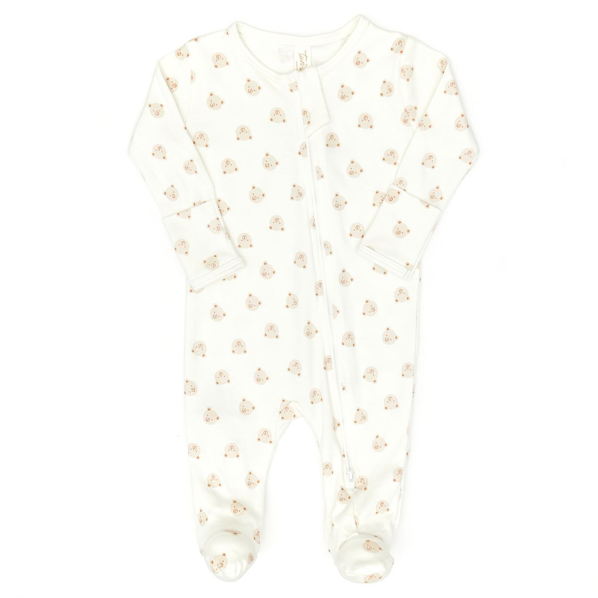 Double Way Zip Footie Natural Bears