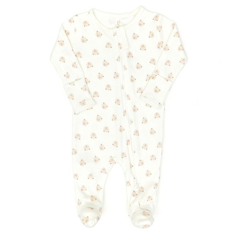 Double Way Zip Footie Natural Bears