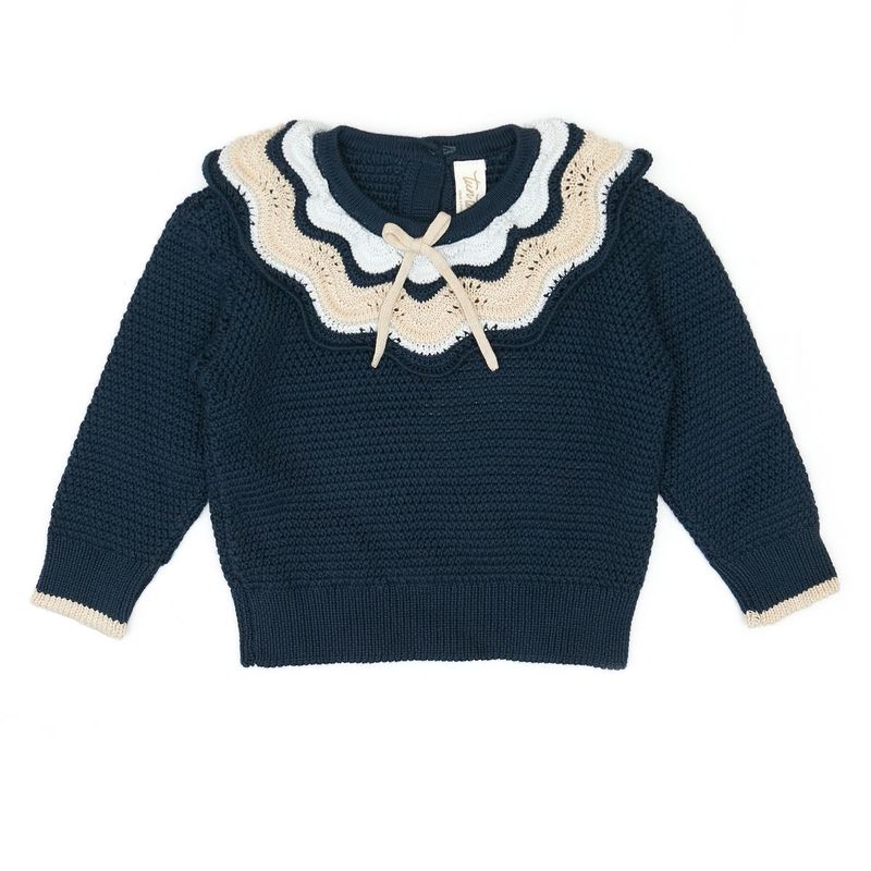 Multicolor Ruffle Sweater Navy