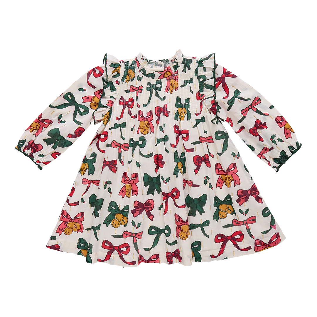Pink Chicken Jaipur Dress Christmas Bows and Bells