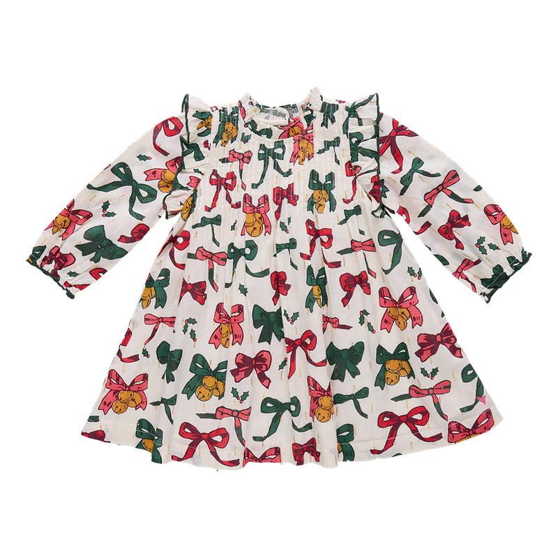 Pink Chicken Jaipur Dress Christmas Bows and Bells